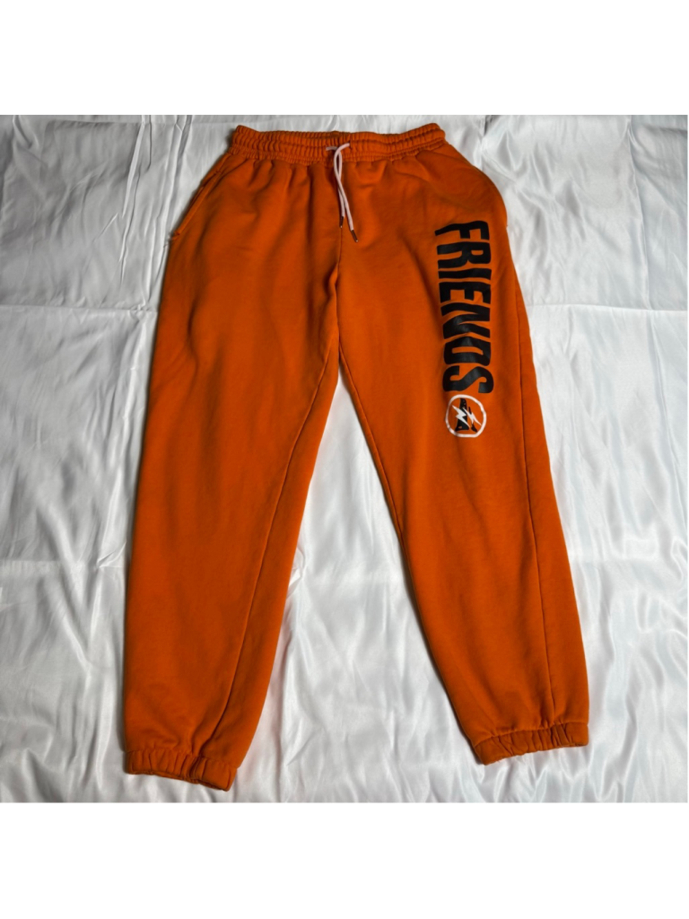 Men's VLONE Orange Friends Sweatpants XL with Black Logo